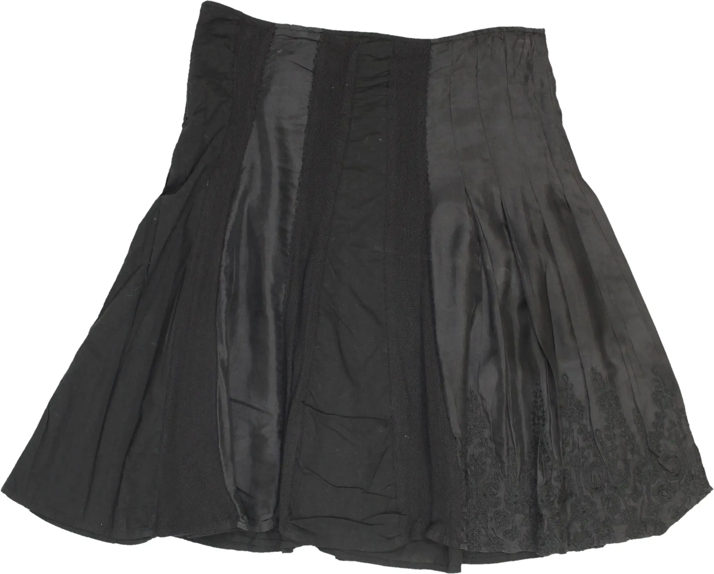 00s Black Satin Midi Skirt