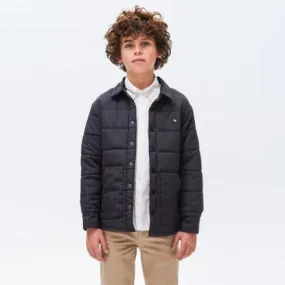 7184 Reversible Padded Shacket - Black & Charcoal Pumpkin