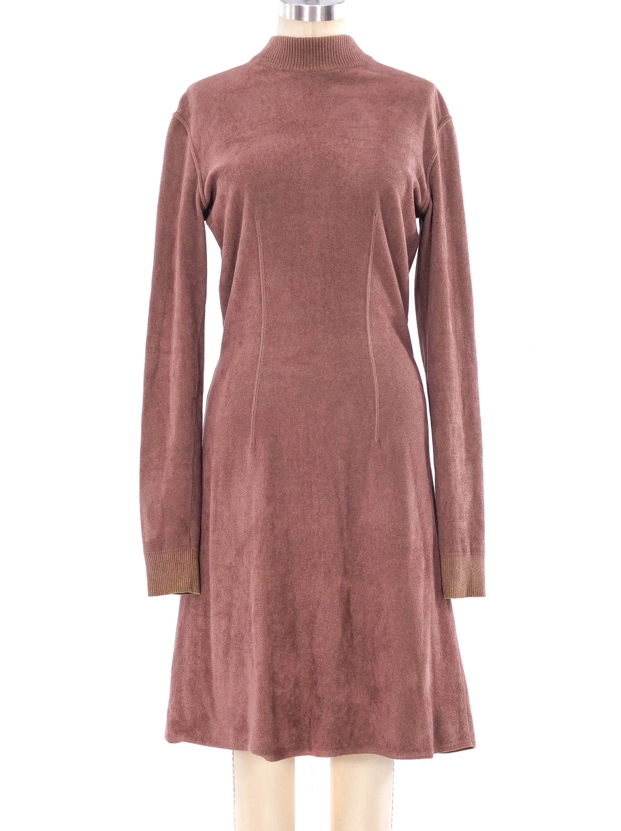 Alaia Camel Fit and Flare Knit Dress