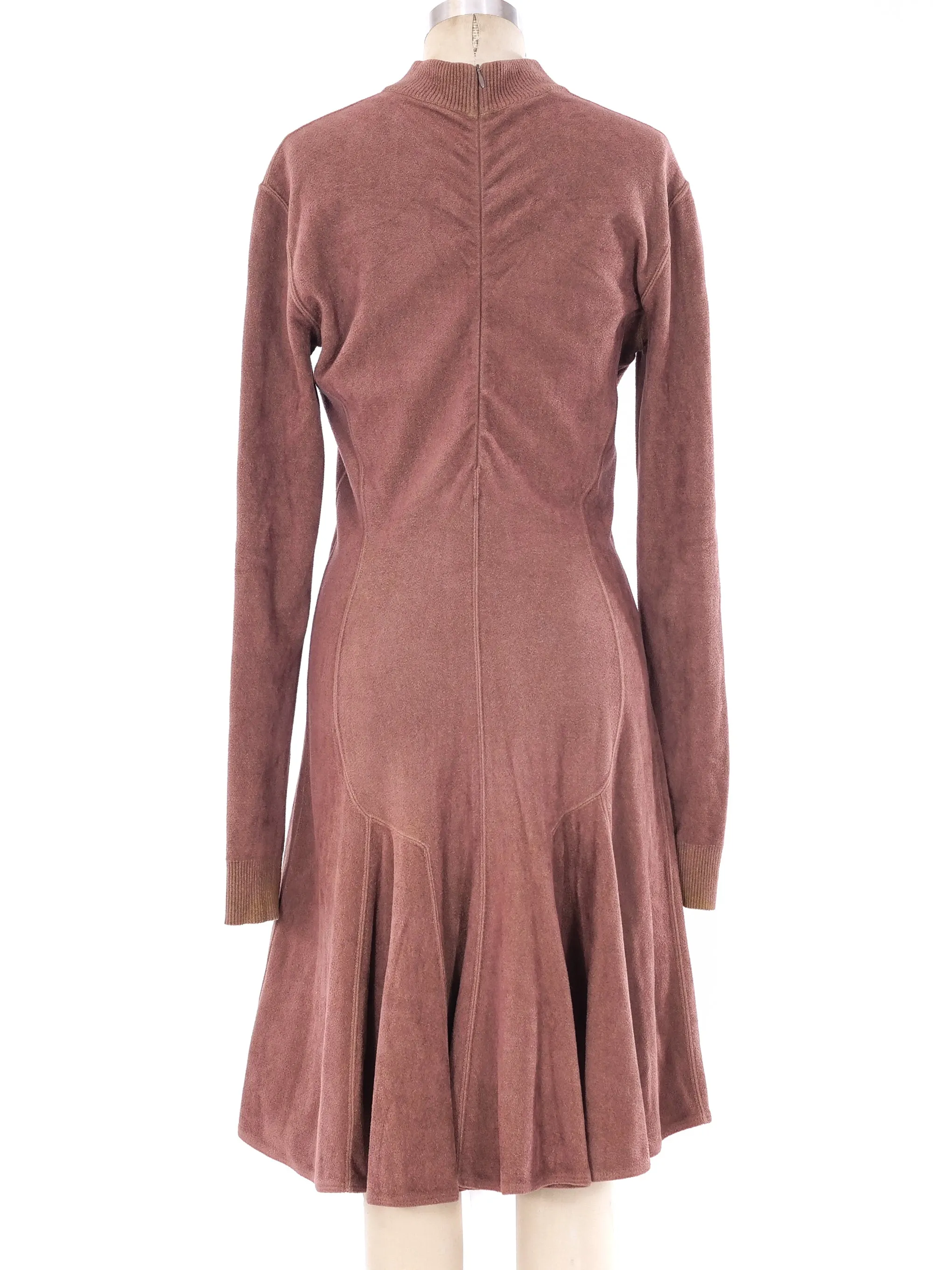 Alaia Camel Fit and Flare Knit Dress