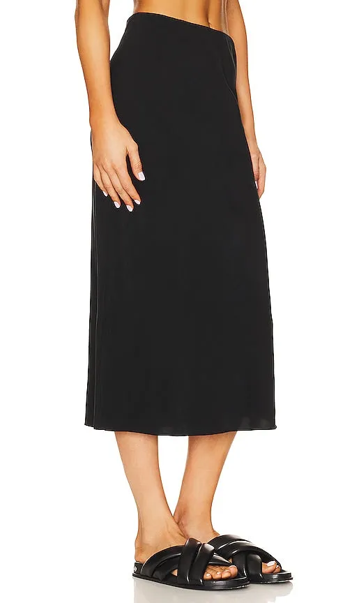 Anemos Rey Bias Cut Midi Skirt in Black