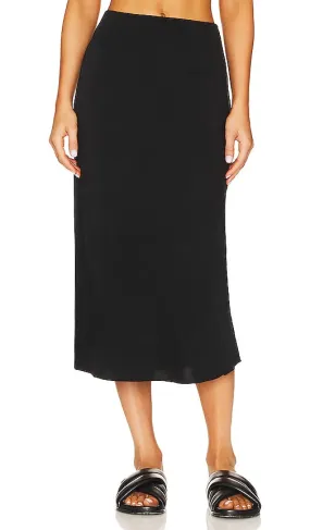 Anemos Rey Bias Cut Midi Skirt in Black