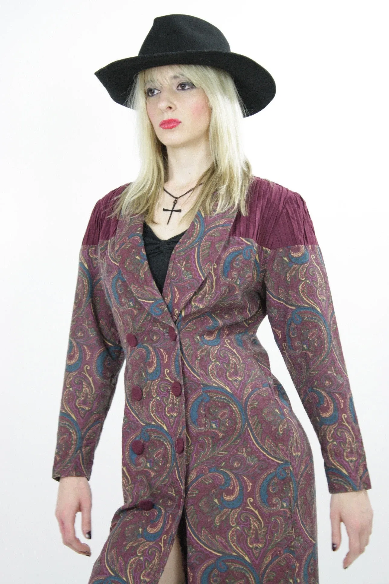 Authentic vintage 80s hippie boho southwestern paisley coat dress