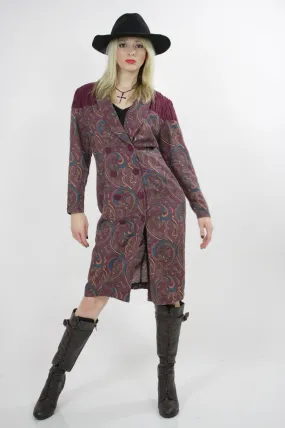 Authentic vintage 80s hippie boho southwestern paisley coat dress