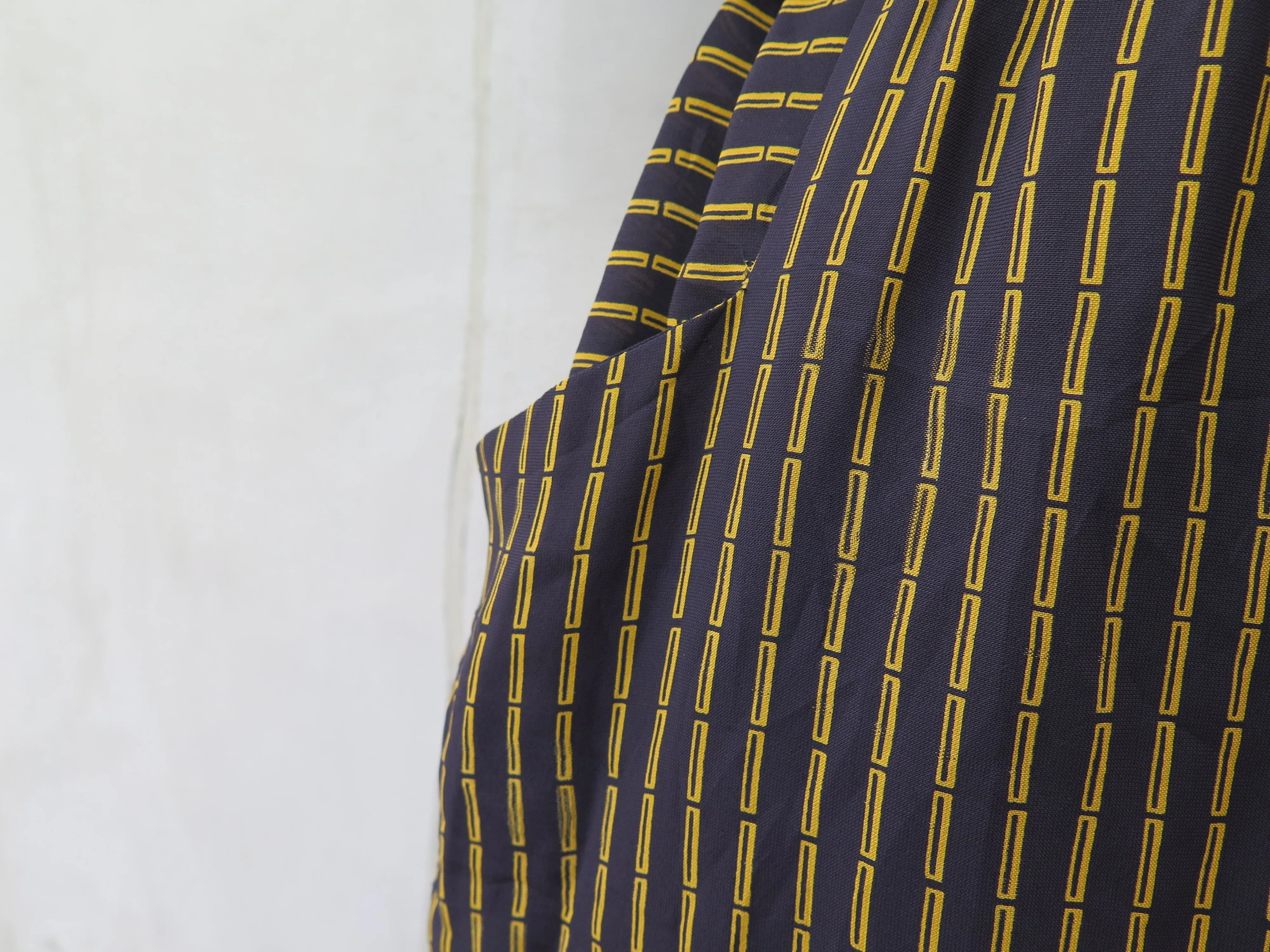 Bambi | Vintage 1060s 1970s Black yellow bamboo stripes black dress with Yellow buttons