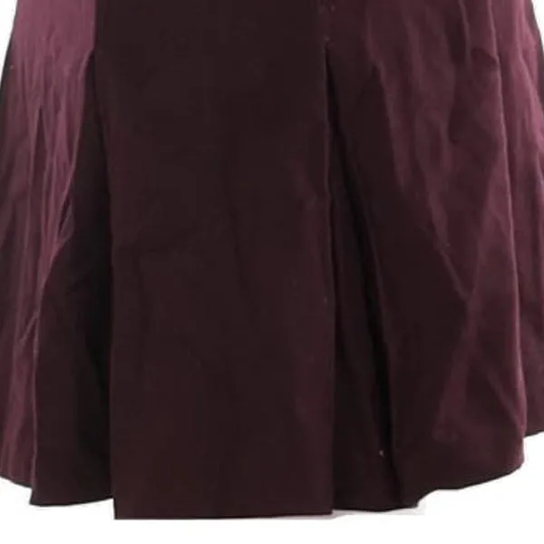 Benetton Midi Skirt - 28W UK 8 Burgundy Virgin Wool