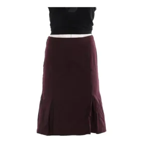 Benetton Midi Skirt - 28W UK 8 Burgundy Virgin Wool