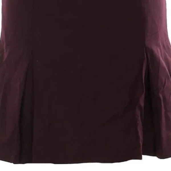 Benetton Midi Skirt - 28W UK 8 Burgundy Virgin Wool