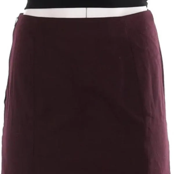Benetton Midi Skirt - 28W UK 8 Burgundy Virgin Wool