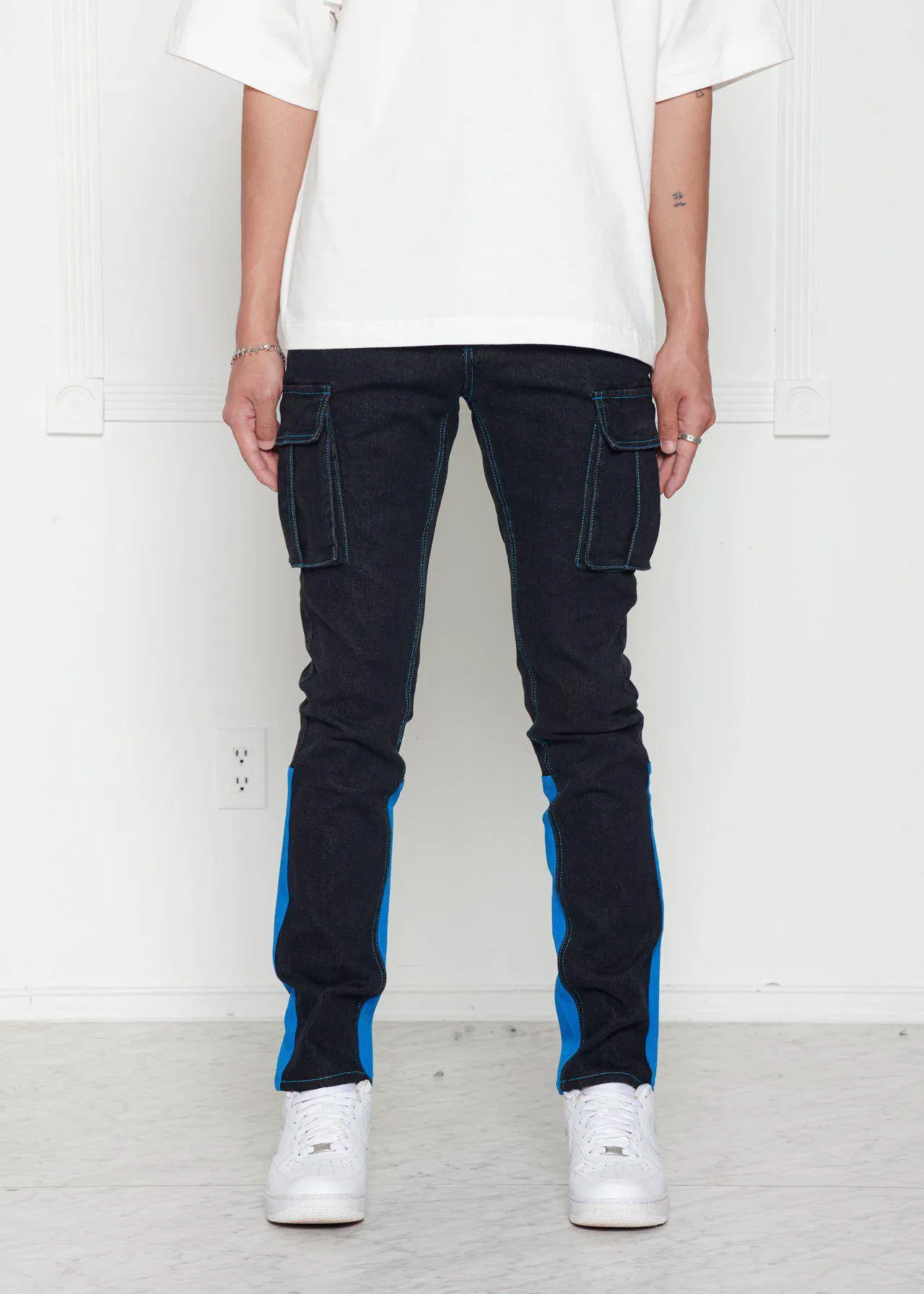 Blank State Men's Cargo Denim in Black/Blue