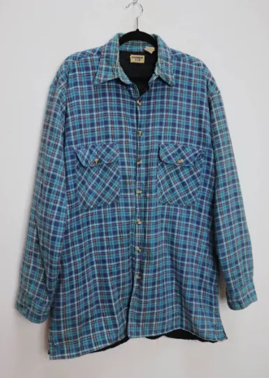 Blue Plaid Flannel Shacket - XL