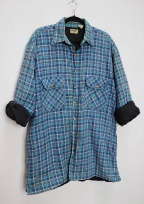 Blue Plaid Flannel Shacket - XL