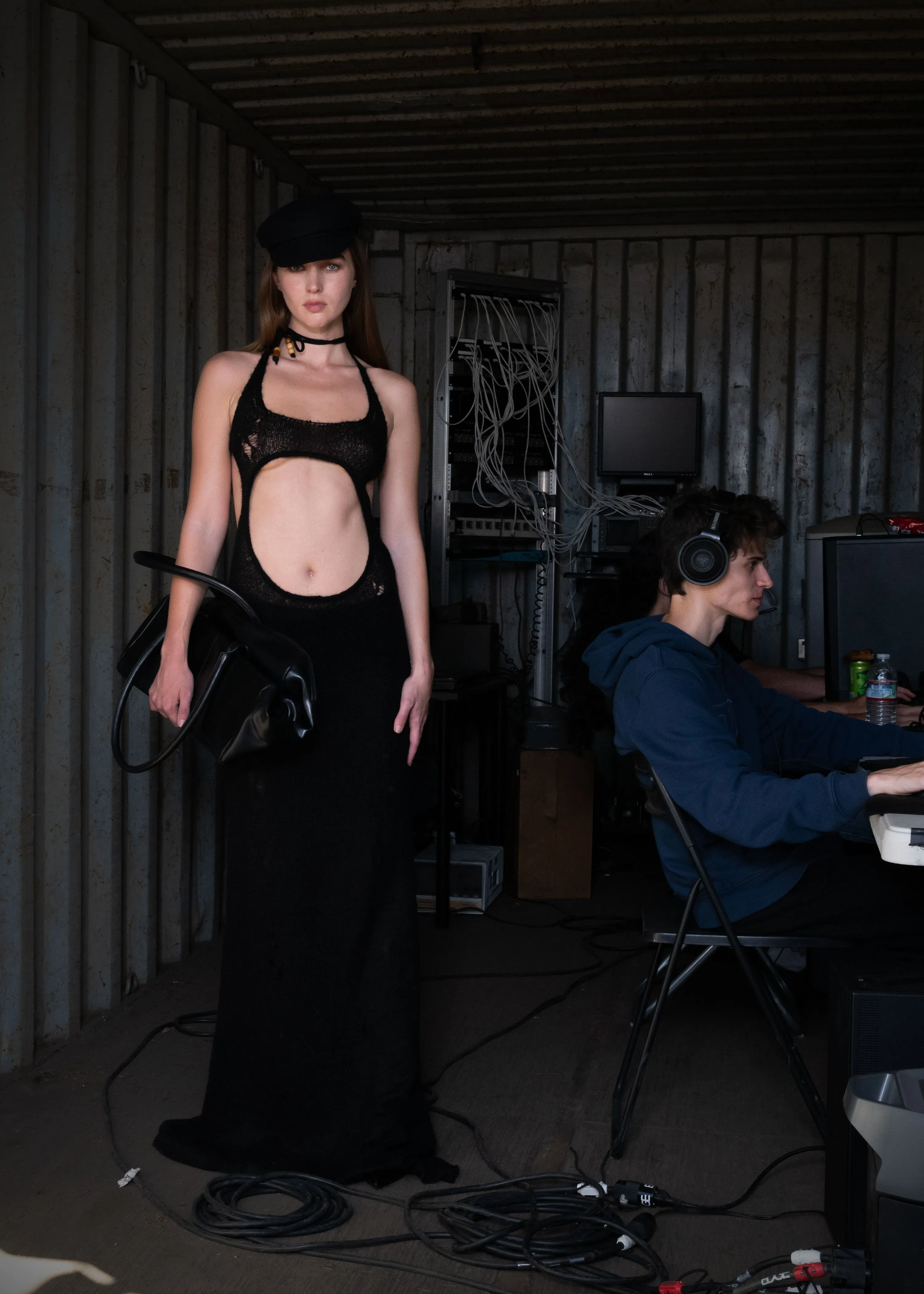 CACTUAR DISTRESSED FLOOR LENGTH GOWN BLACK