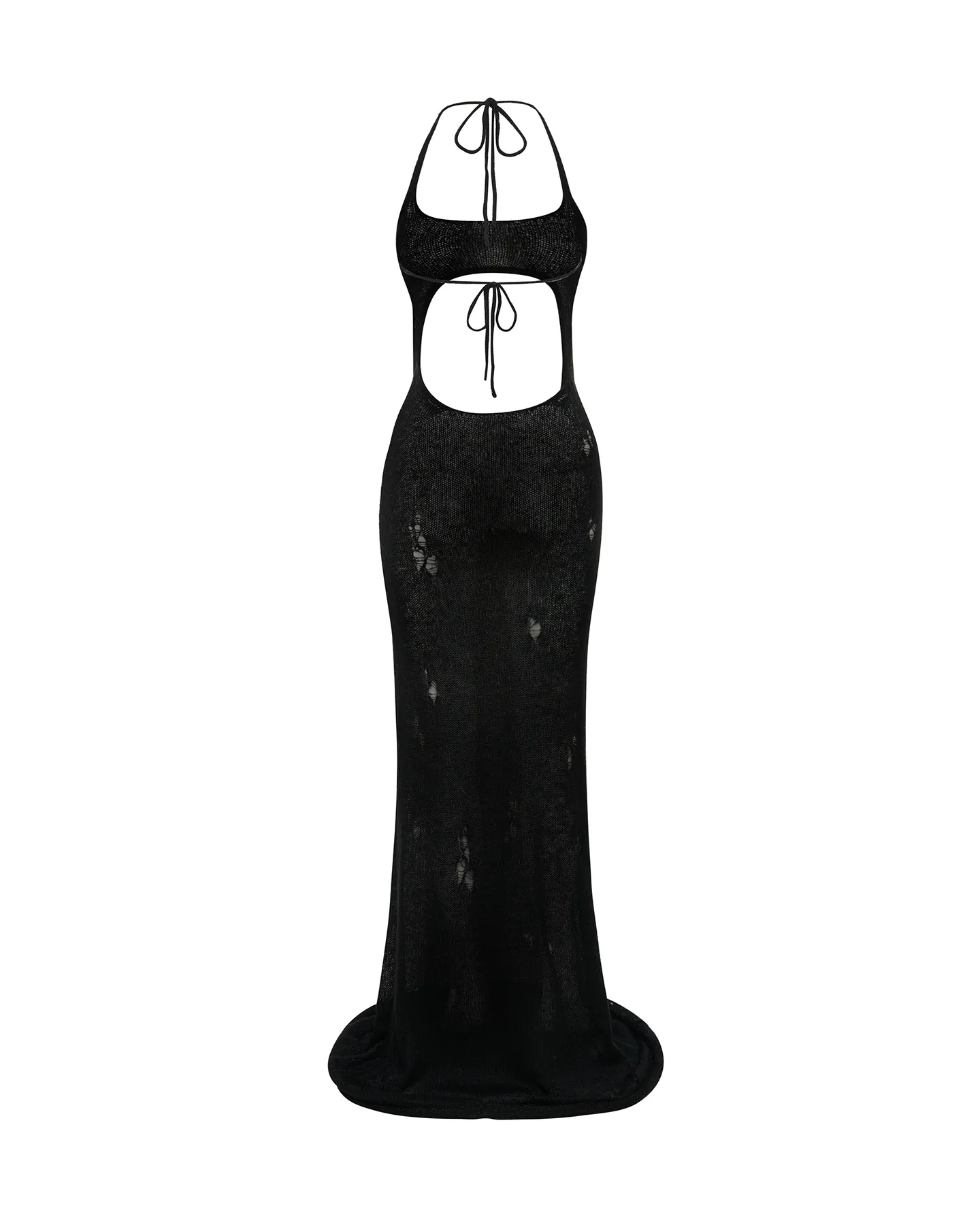 CACTUAR DISTRESSED FLOOR LENGTH GOWN BLACK