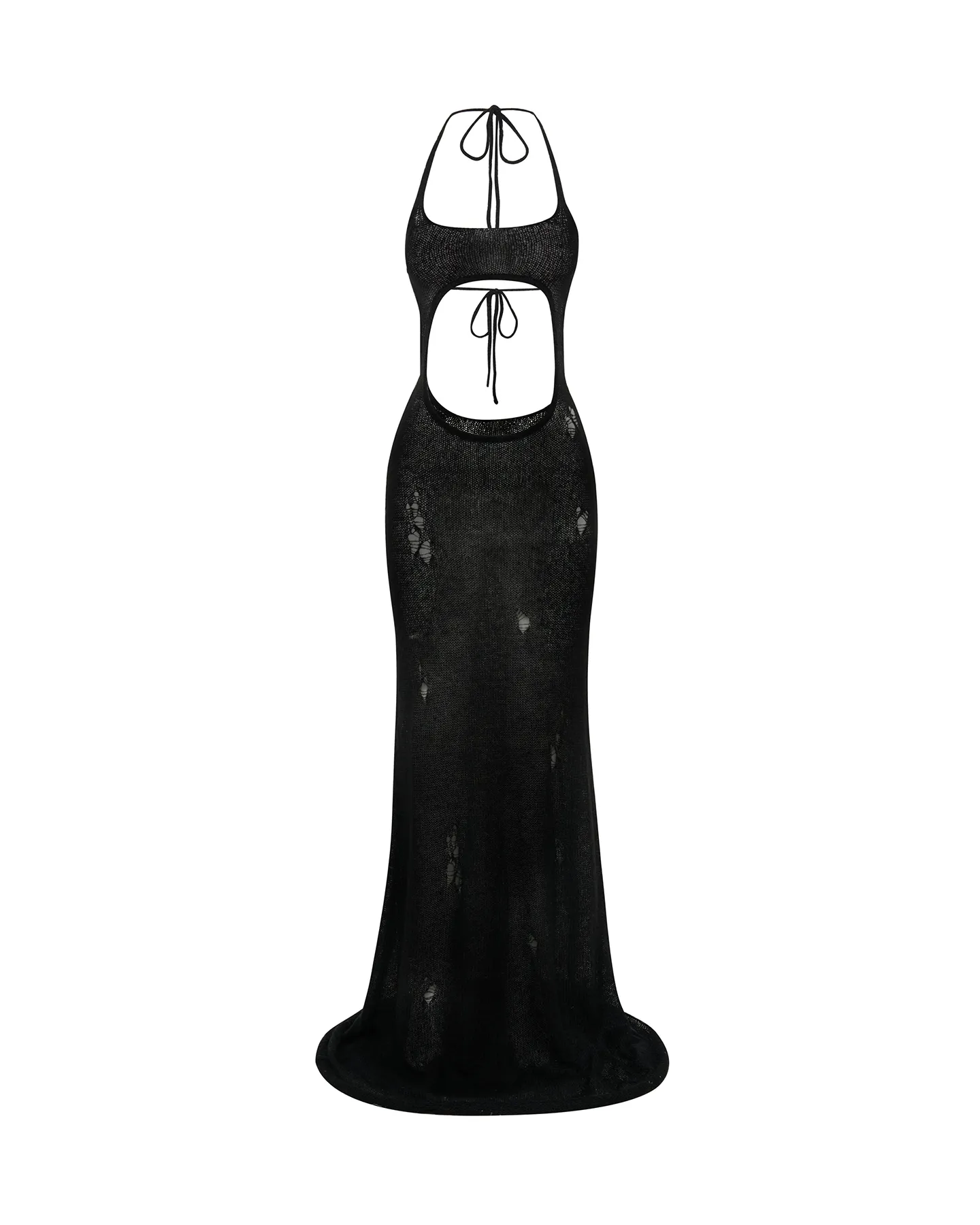 CACTUAR DISTRESSED FLOOR LENGTH GOWN BLACK