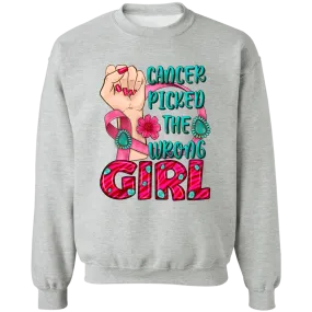 Cancer Picked the Wrong Girl Unisex Crewneck Pullover Sweatshirt