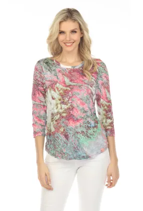 CARINE GA14929 Round Neck Top - Pink Coral