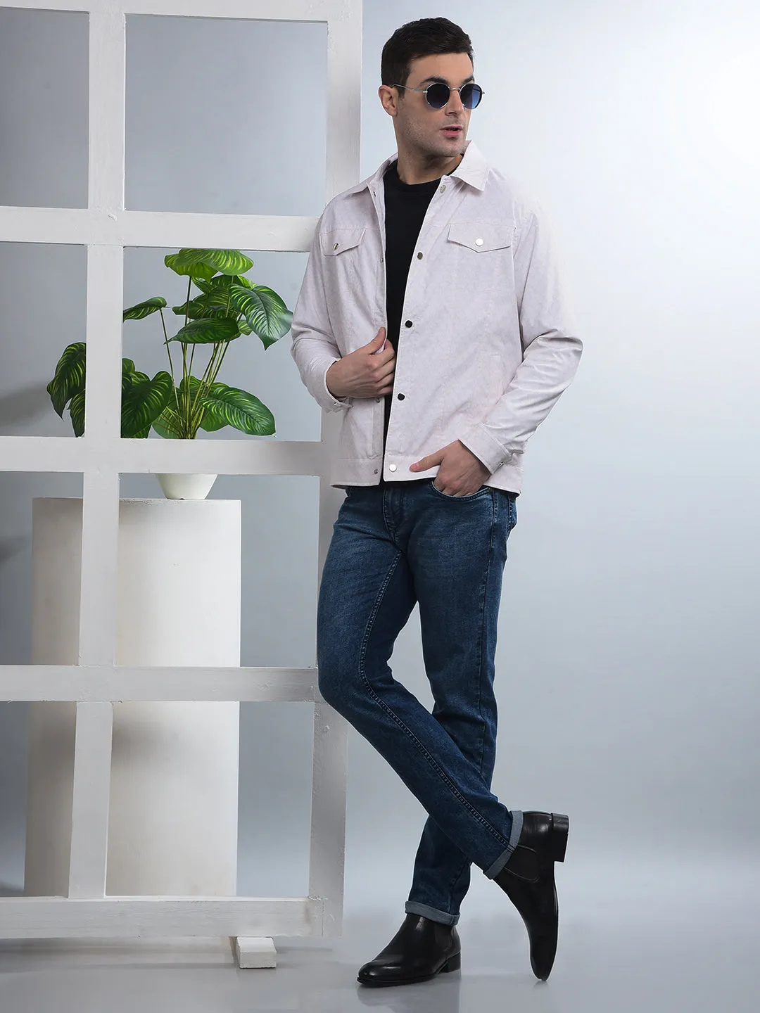 COBB CREAM PRINTED COLLAR SHACKET