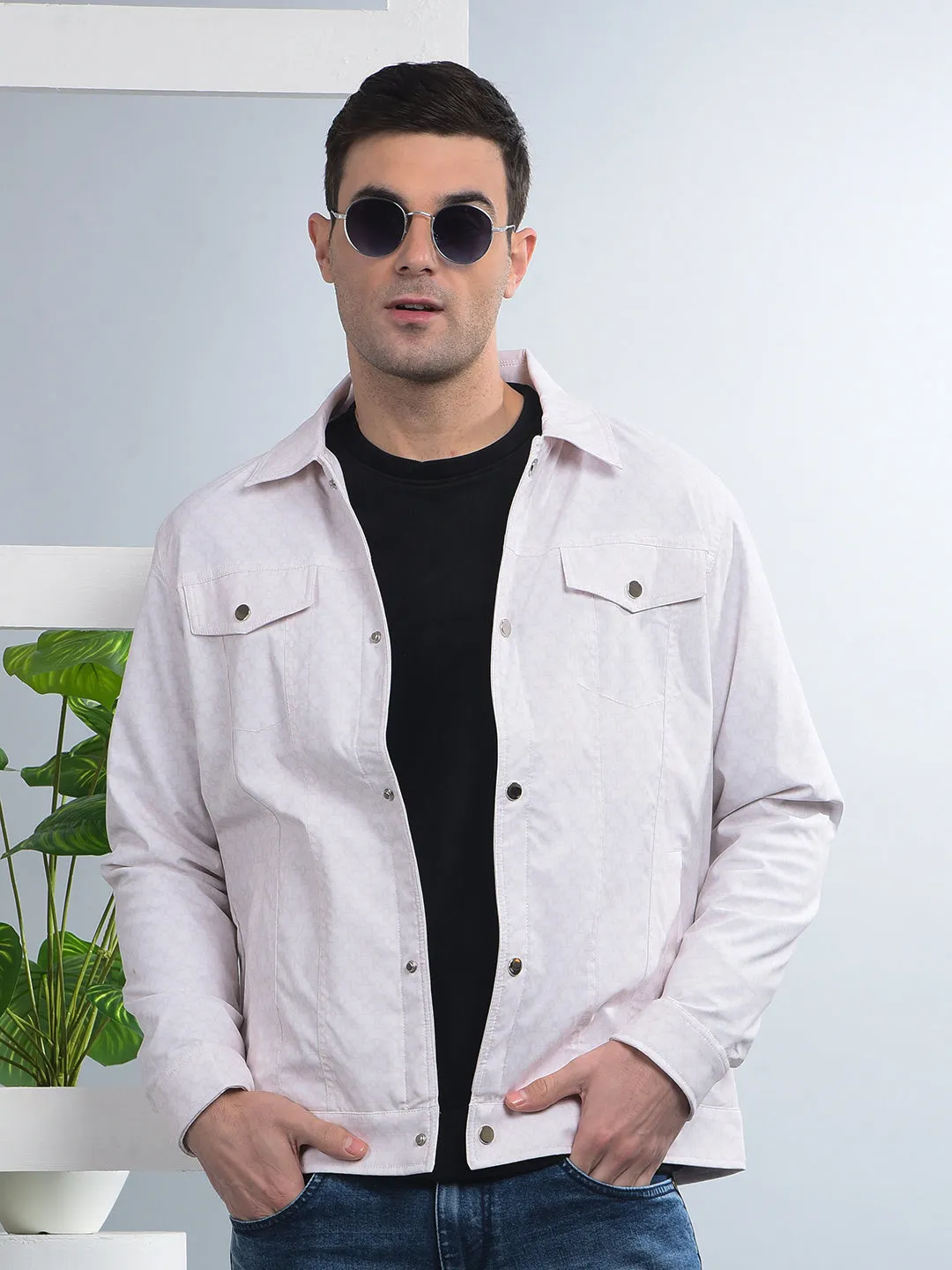 COBB CREAM PRINTED COLLAR SHACKET