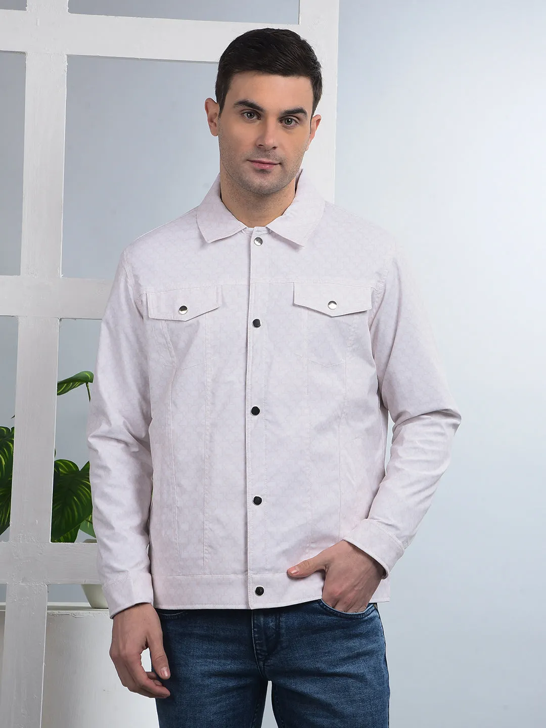 COBB CREAM PRINTED COLLAR SHACKET