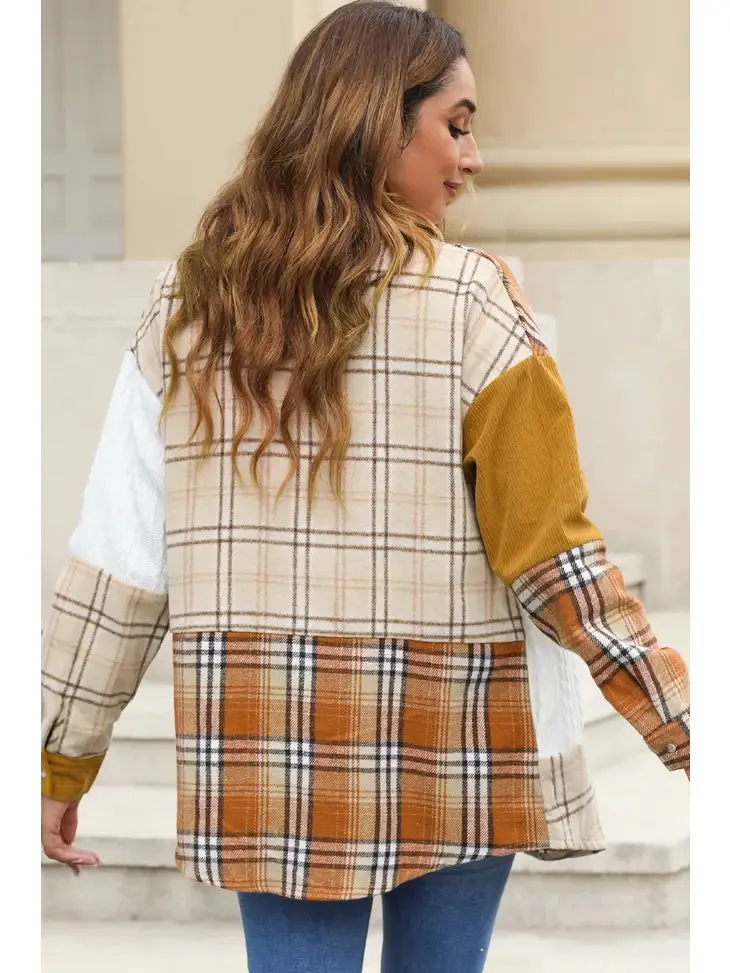 Color Block Patchwork Shacket