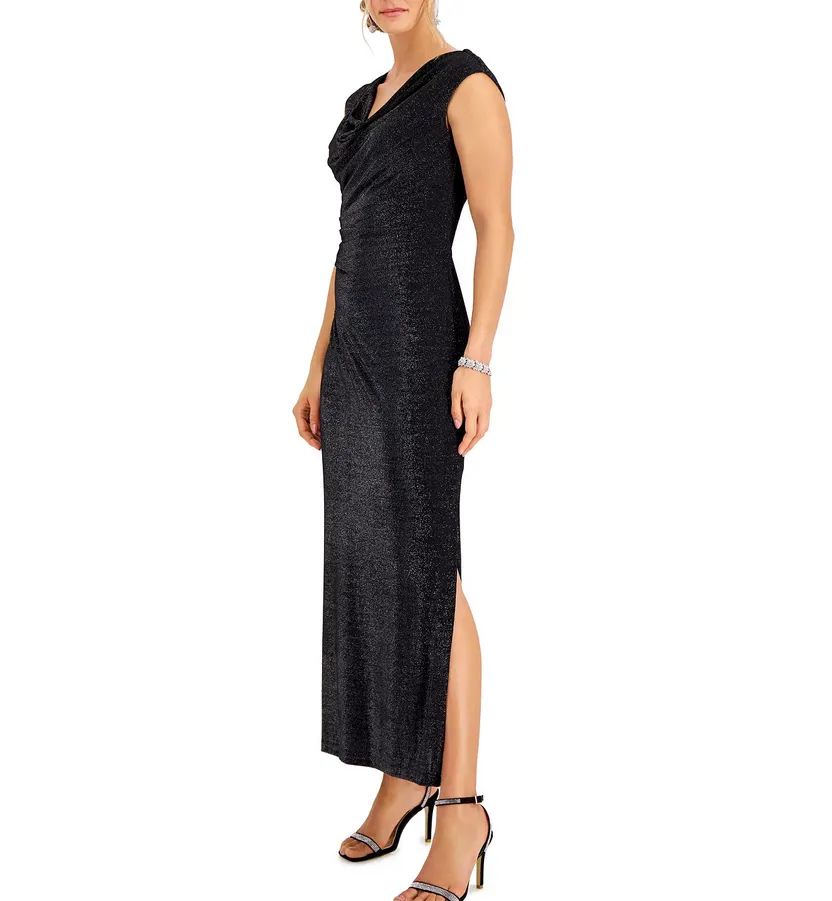 Connected Drape-Neck Maxi Dress