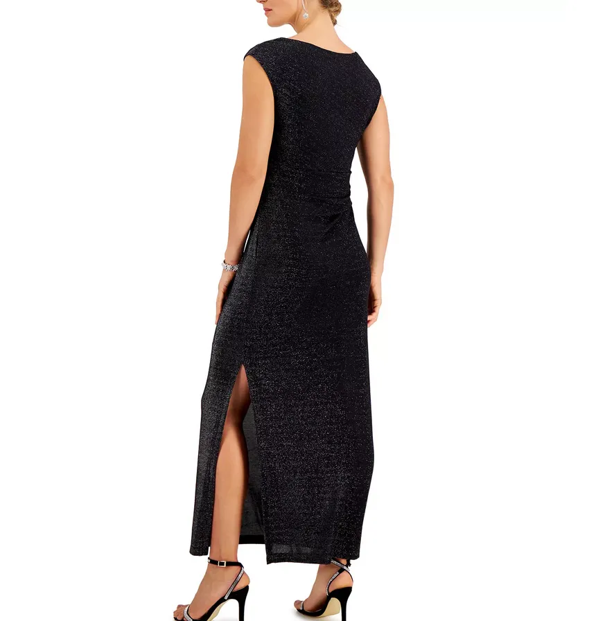 Connected Drape-Neck Maxi Dress
