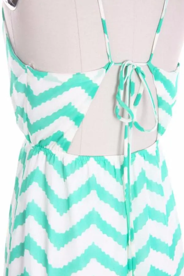 Coral Chevron Open Back Maxi Dress
