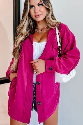Cozy Campfire Nights Oversized Fleece Shacket (Magenta)