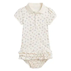 Cream Floral Logo Dress & Knickers