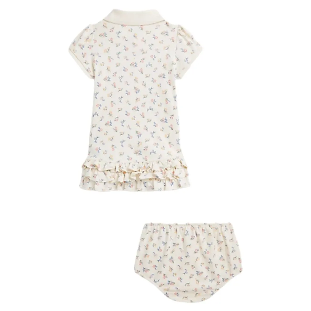 Cream Floral Logo Dress & Knickers