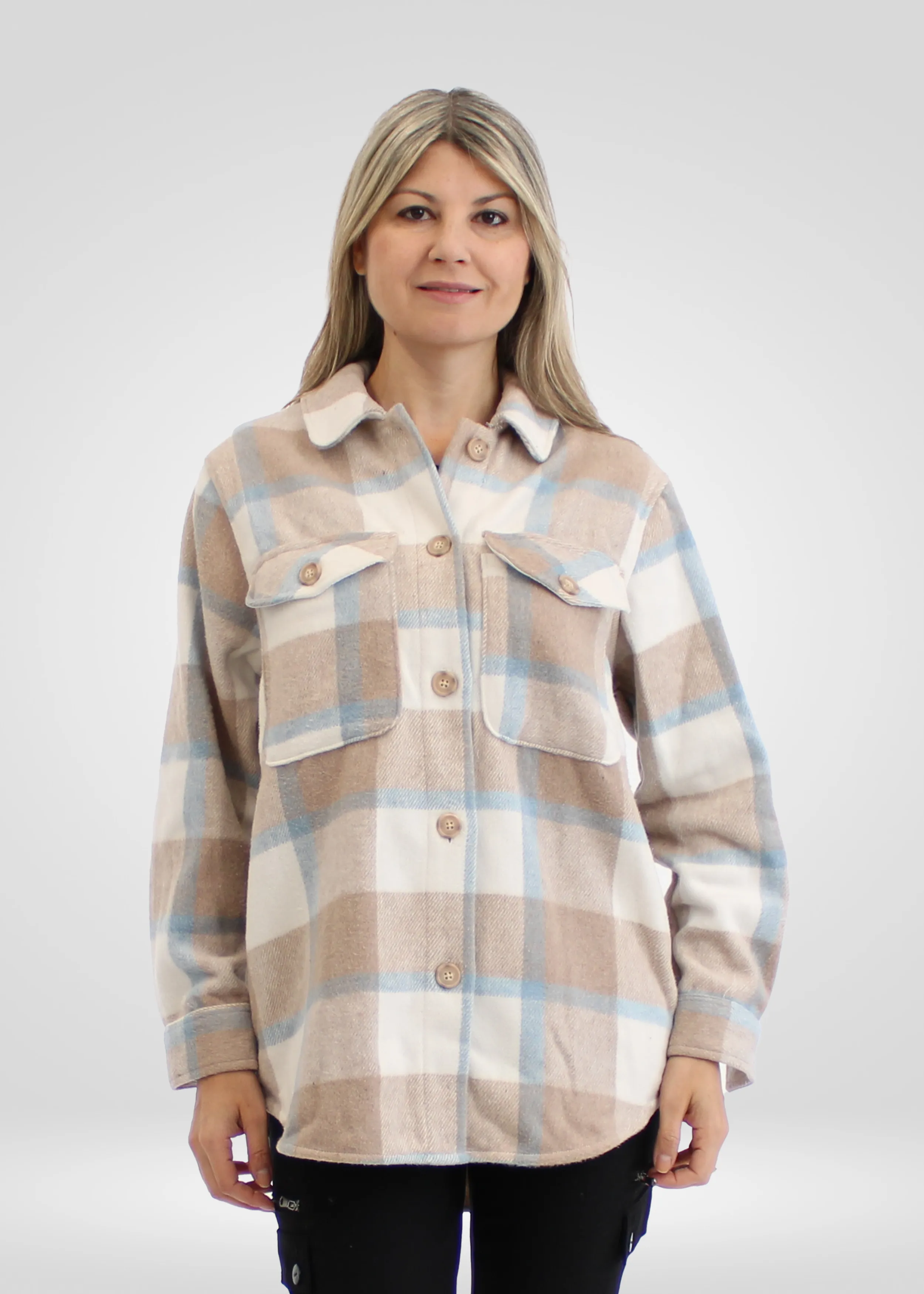 DD77 Women's Light Grey Wooled Shacket