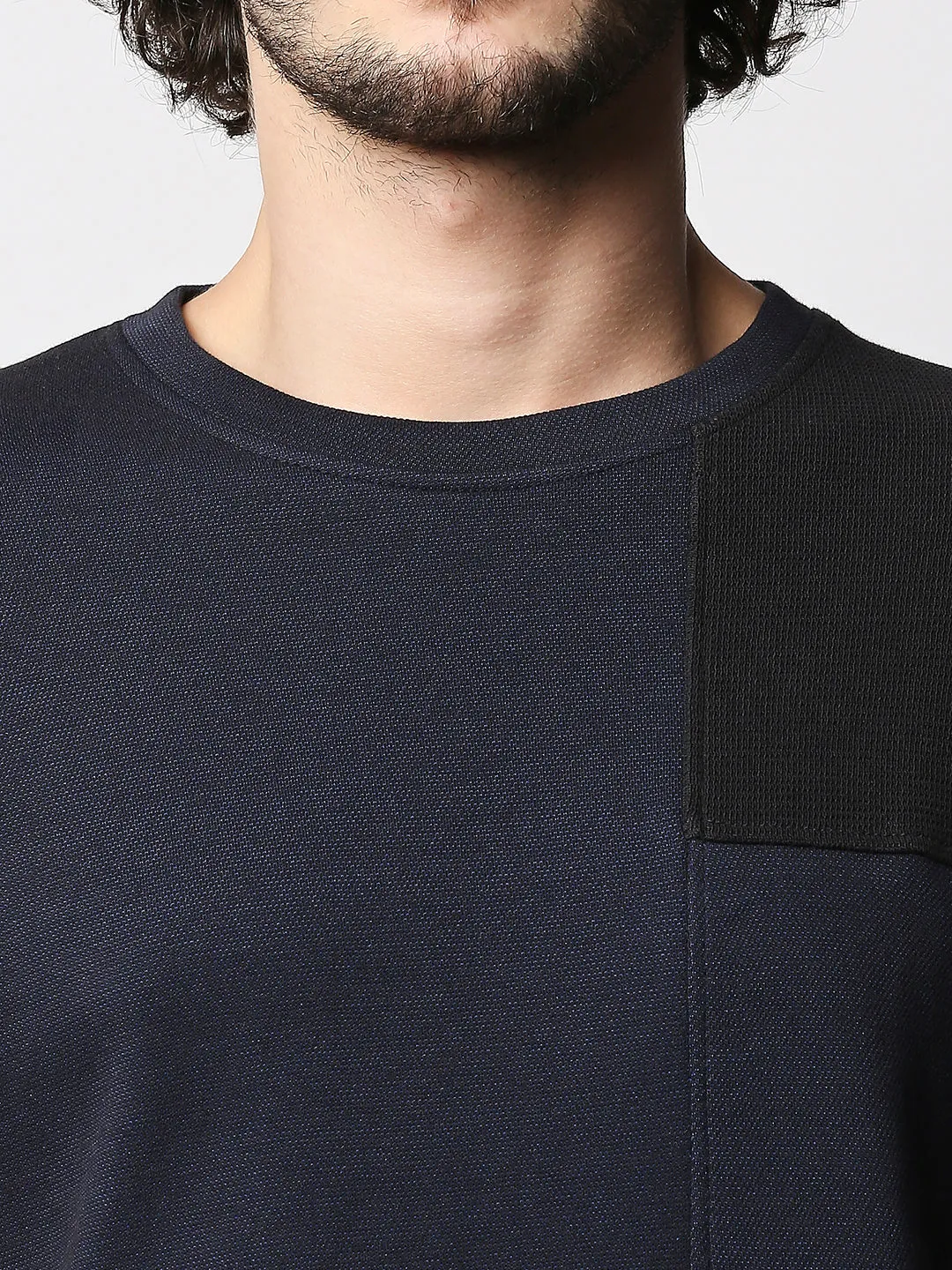 Disrupt Men Blue Cut-Sew Classy Comfort Fit Pullover