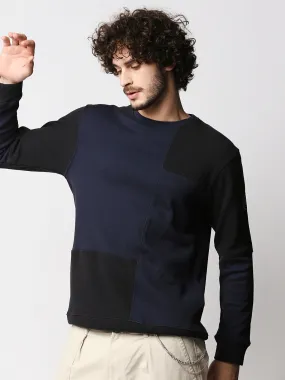 Disrupt Men Blue Cut-Sew Classy Comfort Fit Pullover