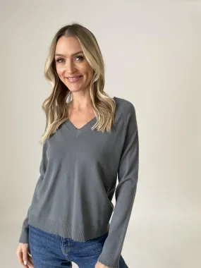 Distressed Gray Top by Six Fifty