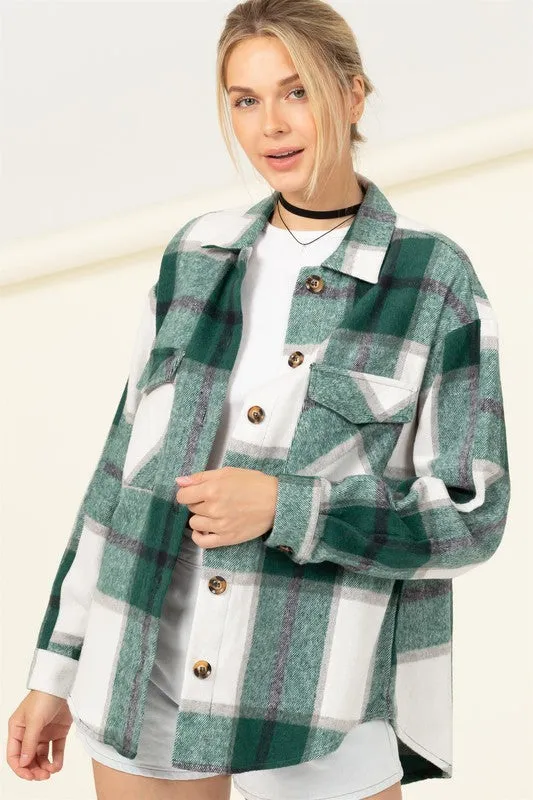 EFFORTLESS EASE PLAID PRINT SHACKET