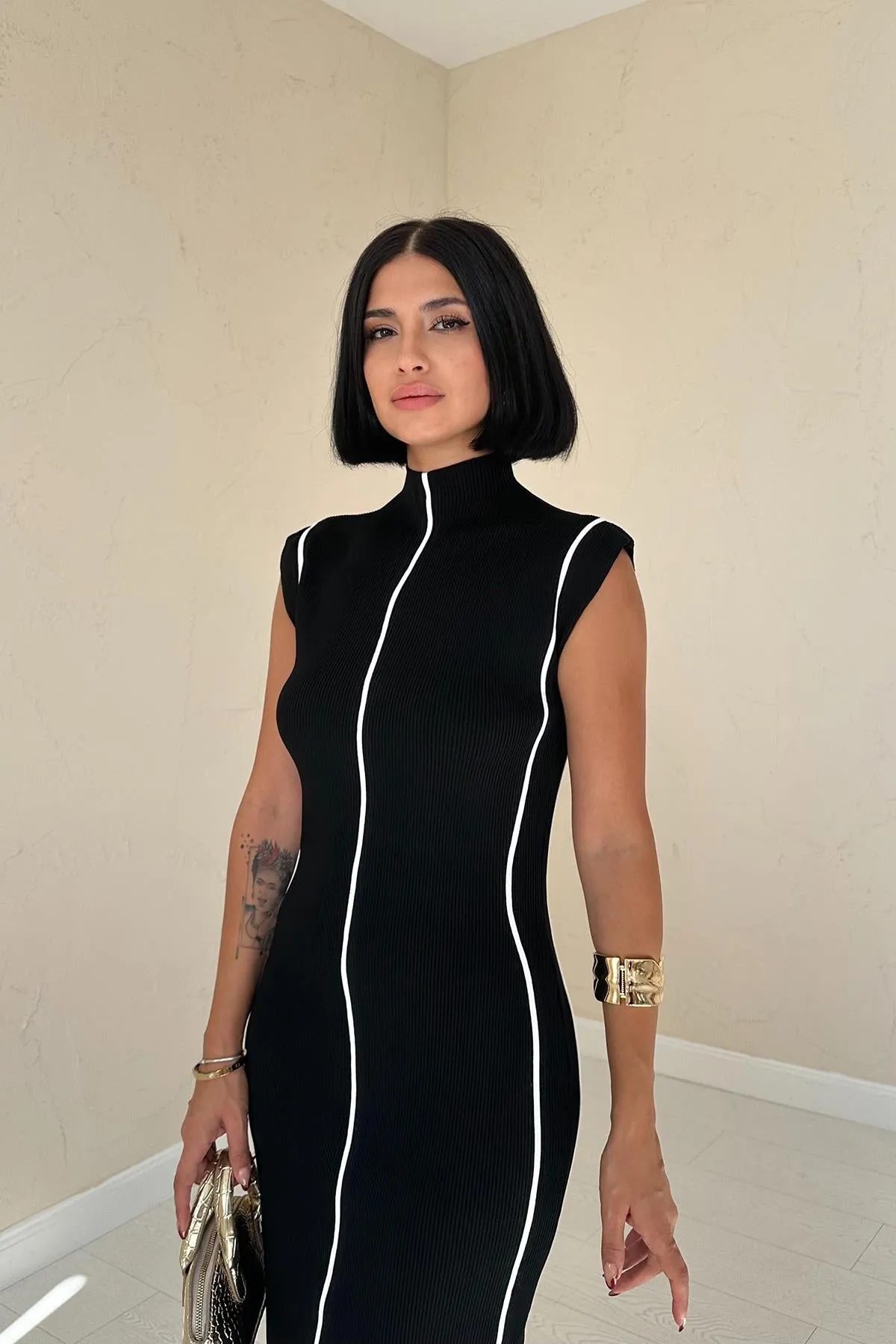 ELS Garni Striped Knit Dress - Black - Prescott Valley