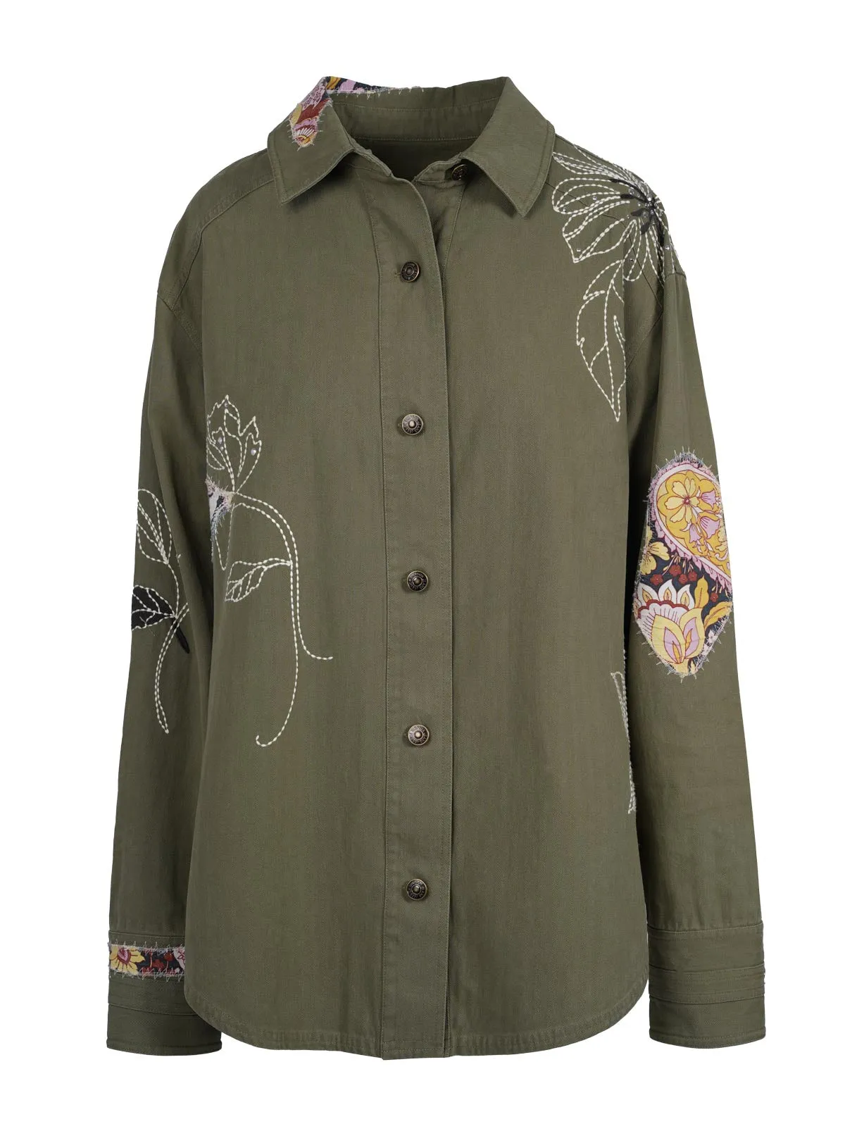 Embellished Shacket in Bronze Green