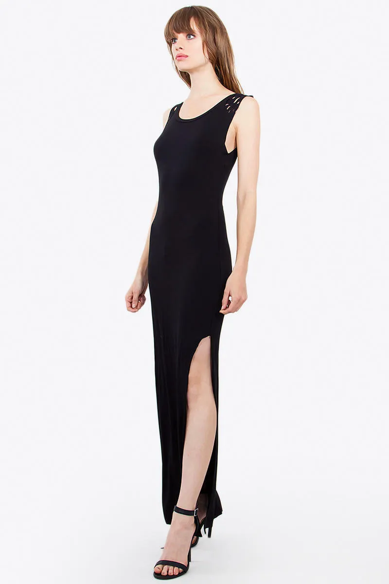 Emelia Black Knit Maxi Dress