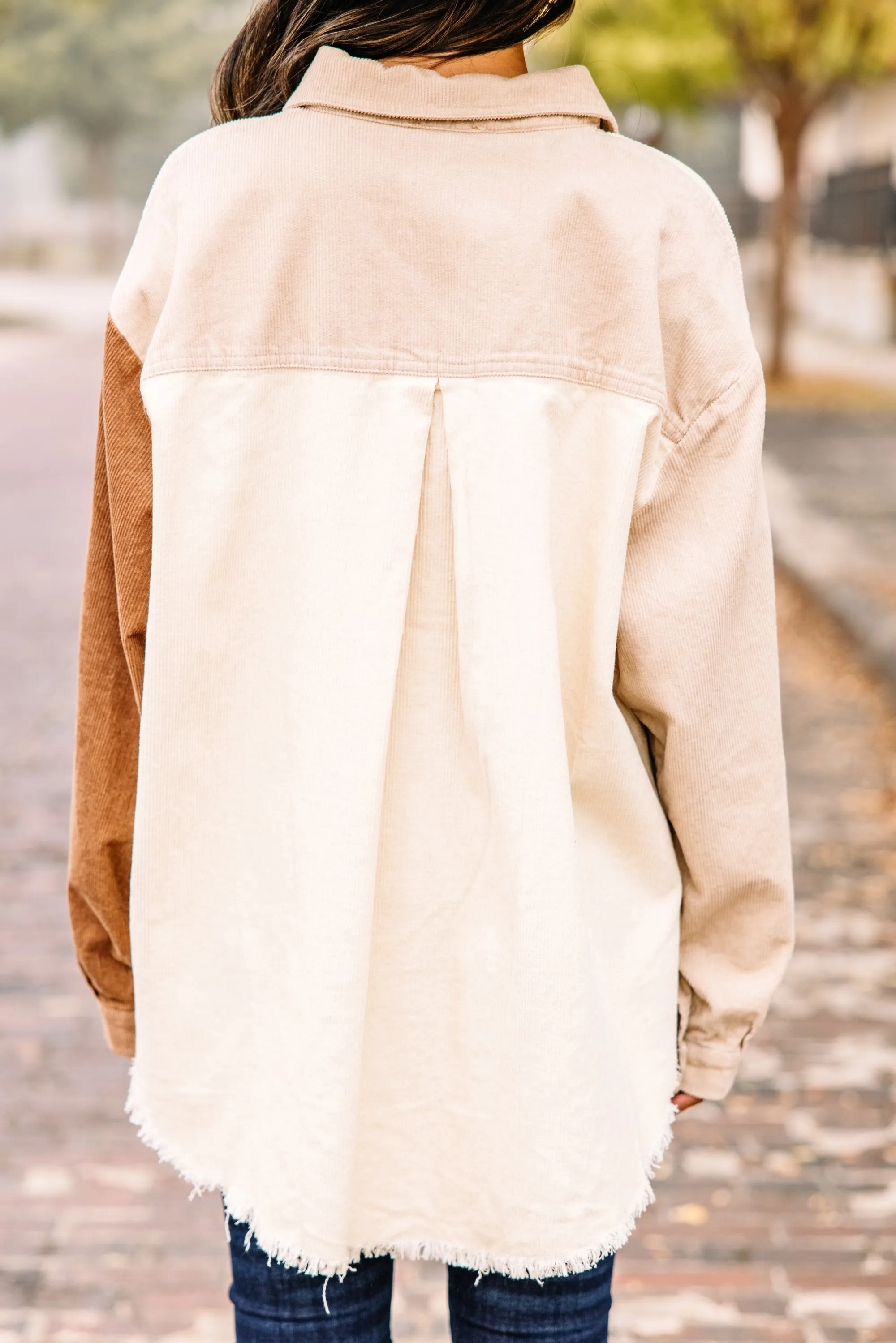 Enjoy Your Day Stone Brown Colorblock Shacket