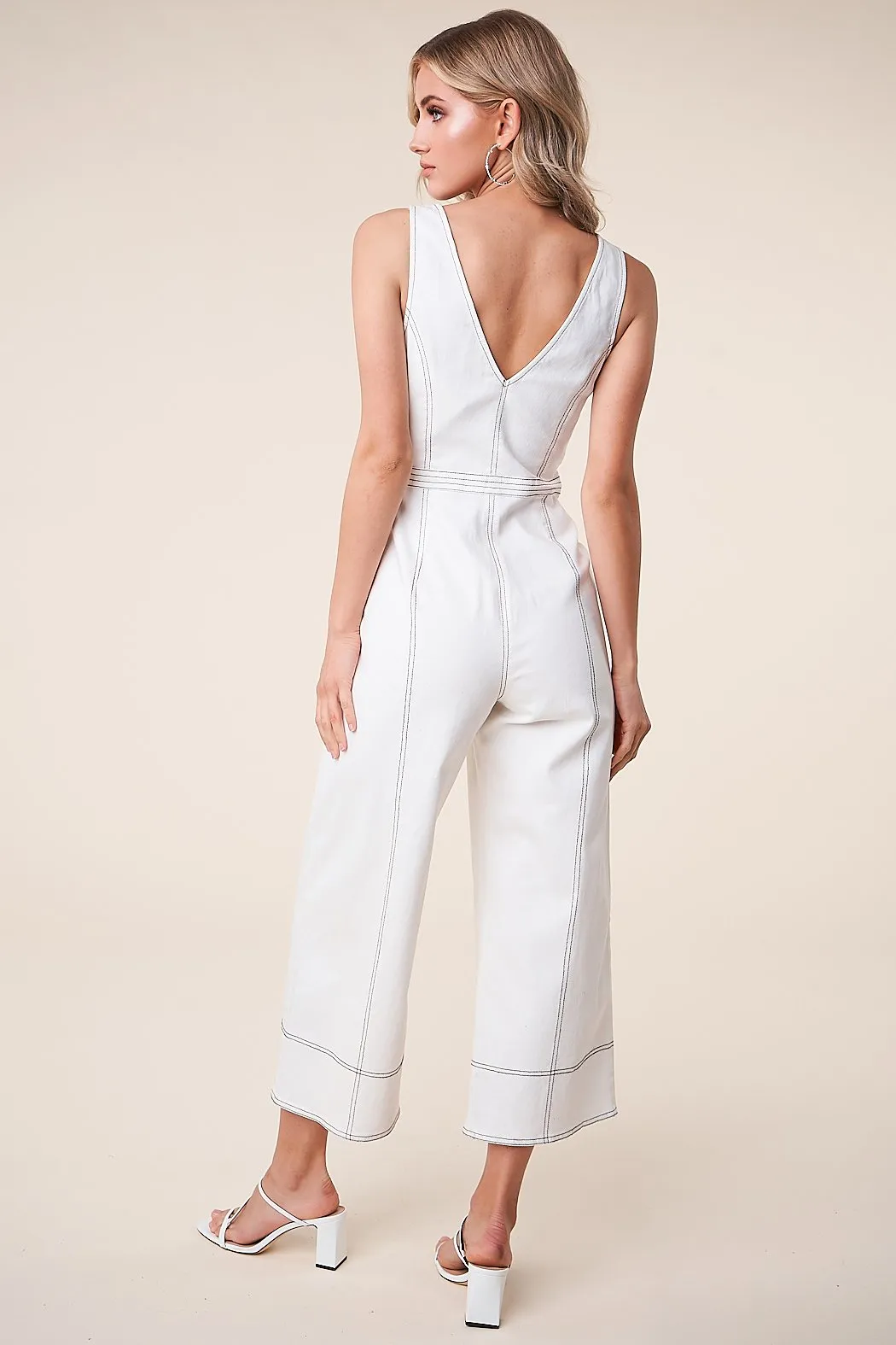 Far Out Denim Zip Front Jumpsuit