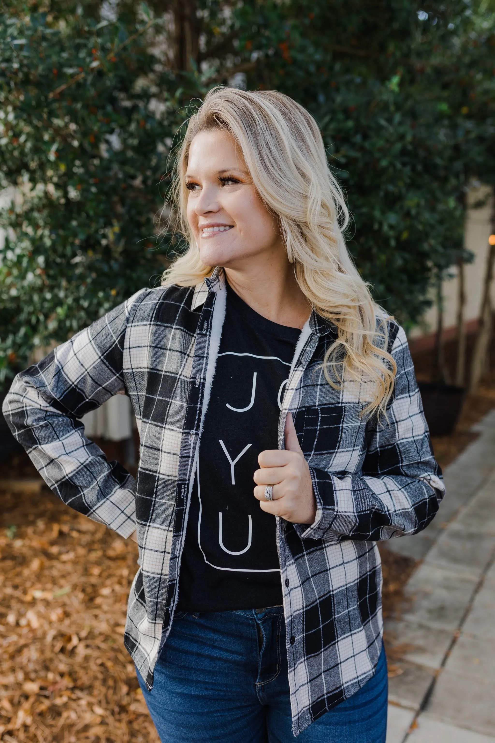 FINAL SALE Youth Fleece Lined Black Plaid Shacket
