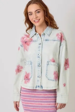 Floral Printed Denim Shacket