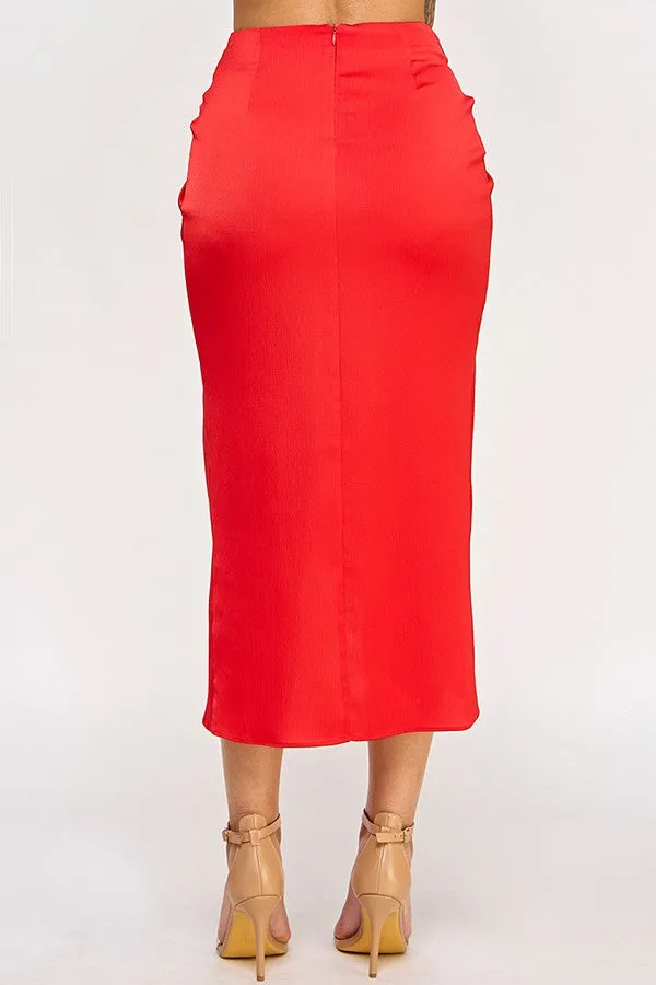 gathered midi skirt