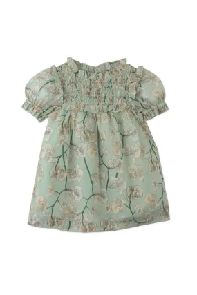 Gingersnaps Orchid Print Dress With Smocked Bodice
