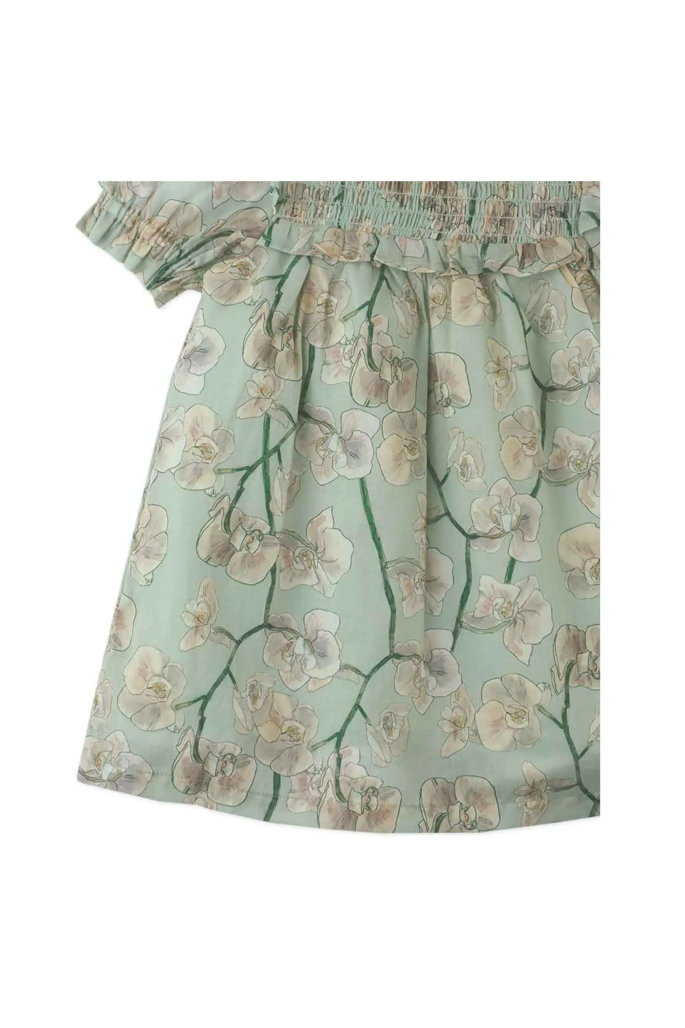 Gingersnaps Orchid Print Dress With Smocked Bodice