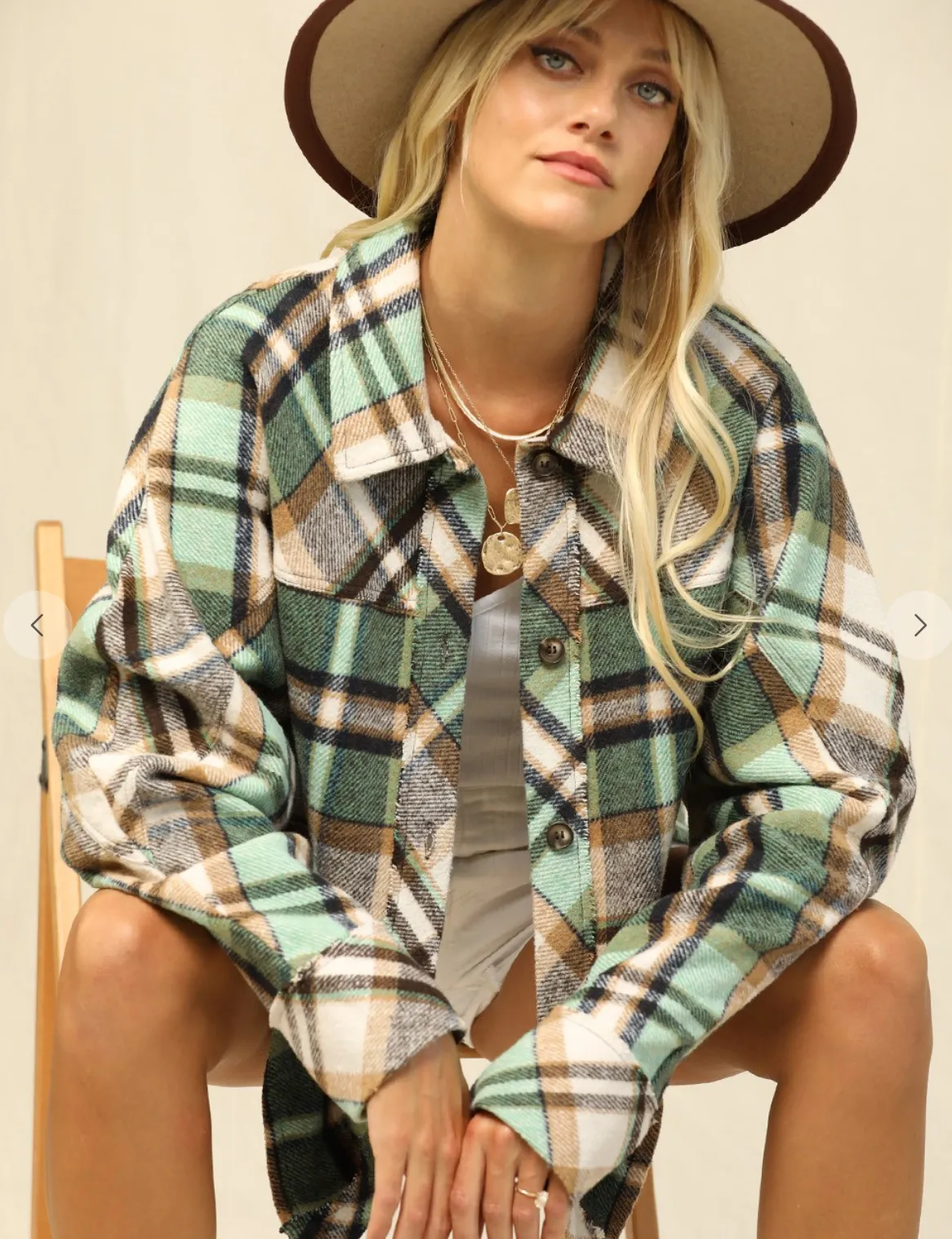 GREEN PLAID SHACKET