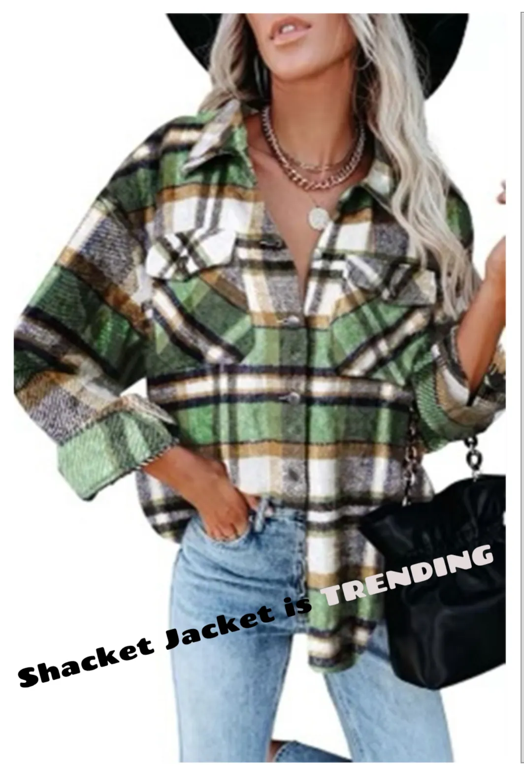GREEN PLAID SHACKET