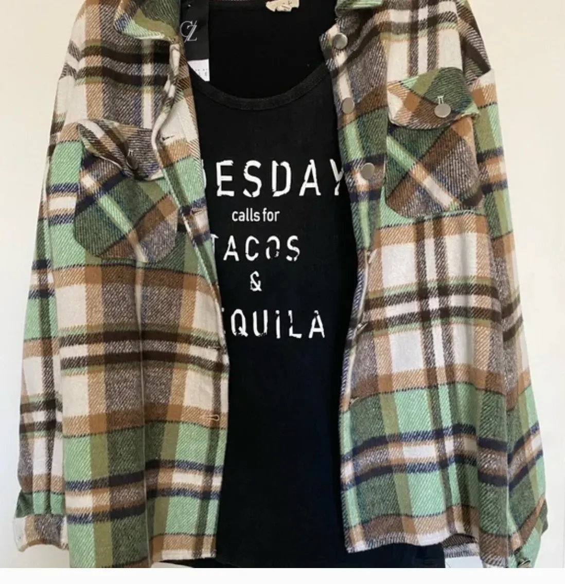 GREEN PLAID SHACKET