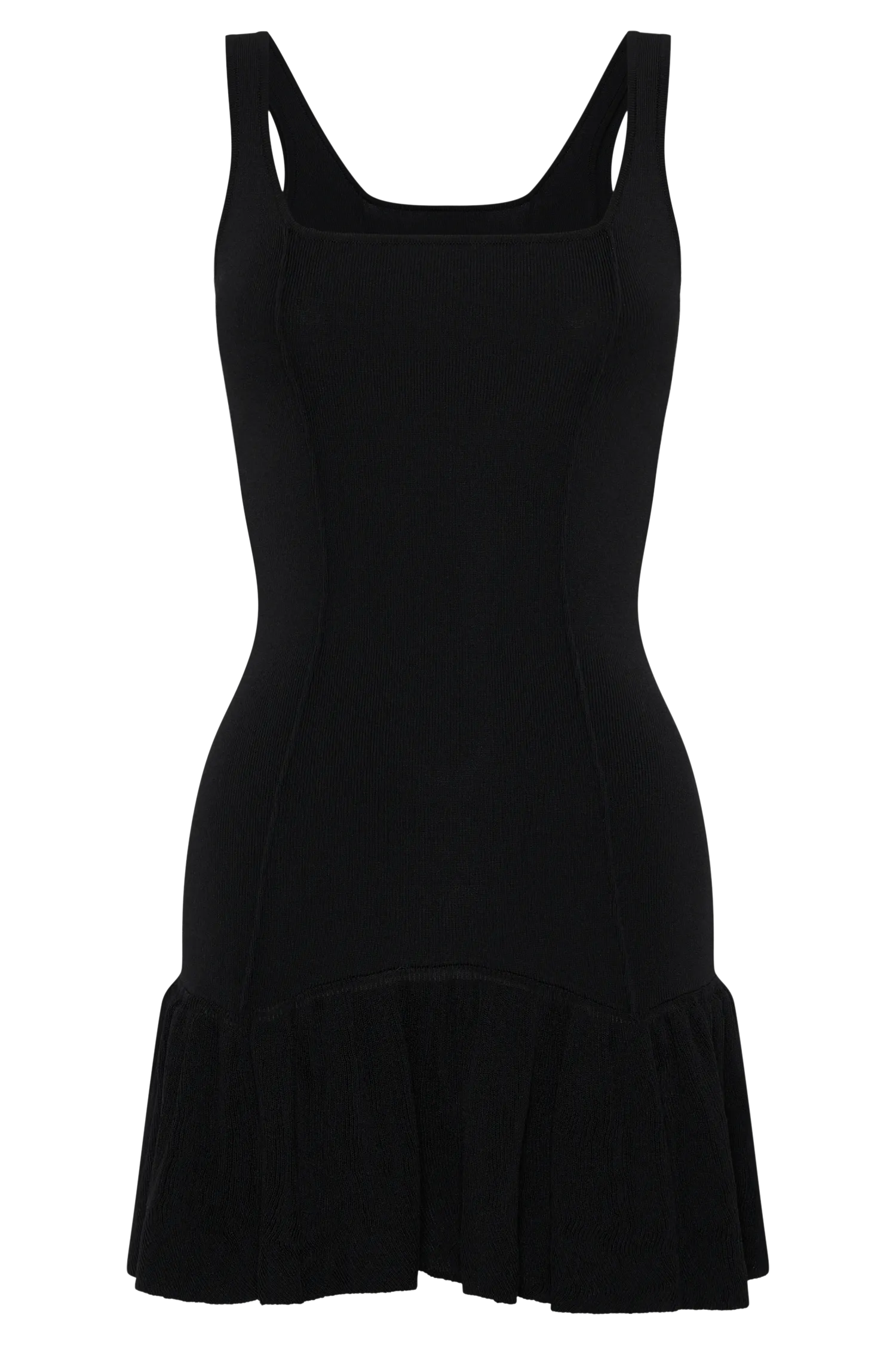Gwendolyn Flare Knit Mini Dress - Black